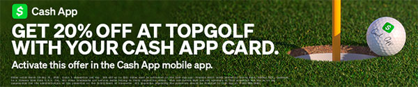 Cash App Get 20% Off at Topgolf