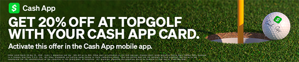 Get 20% Off at Topgolf with Cash App