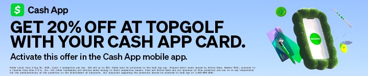 Get 20% Off at Topgolf with Cash App