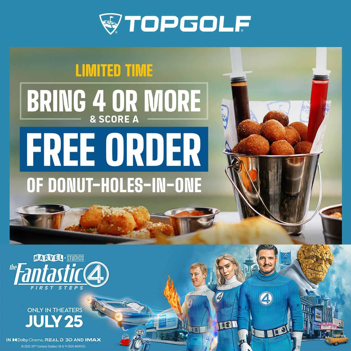 Limited Time | Bring 4 or More & Score a Free Order of Donut-Holes-In-One